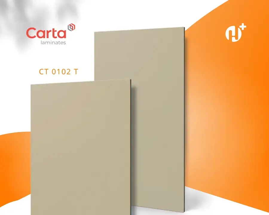 Lembaran HPL Carta motif CT 0102 T, solid krem doff