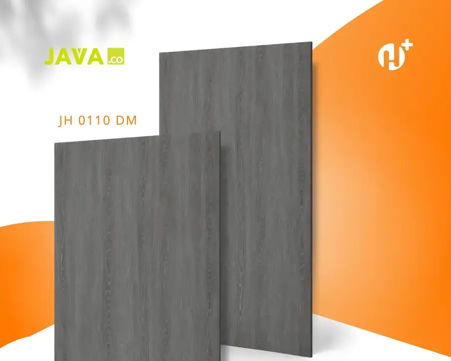 Lembaran HPL Javaco seri Basic motif JH 0110 DM, woodgrain abu gelap