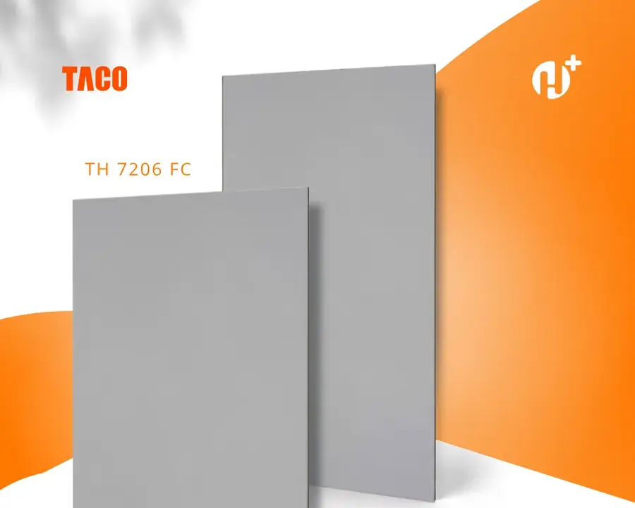 Lembaran HPL Taco seri Essential motif TH 7206 FC, solid abu-abu muda