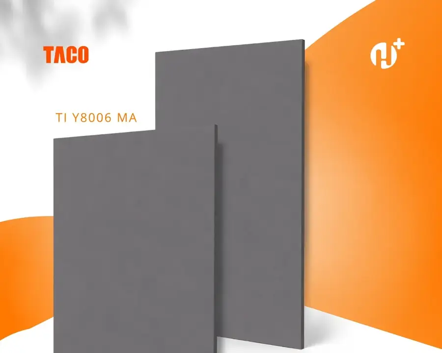 Lembaran HPL Taco seri Special motif TI Y8006 MA, permukaan matte abu-abu