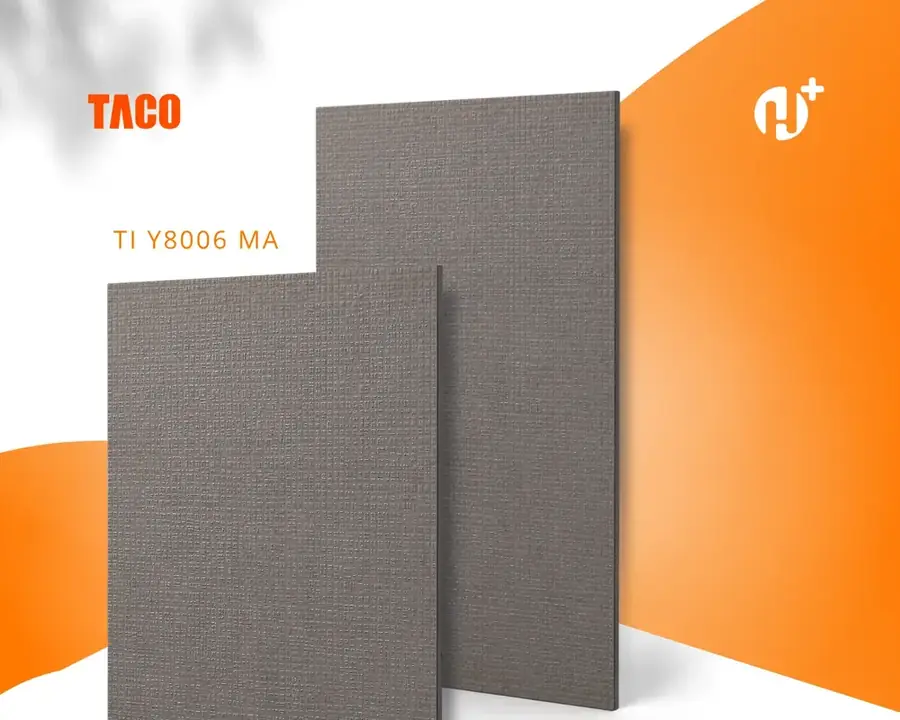 Lembaran HPL Taco seri Ultimate motif TI Y8006 MA, tekstur kain timbul